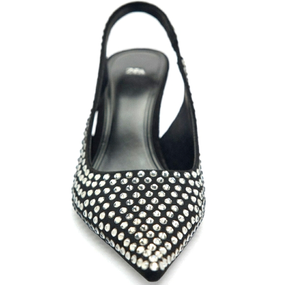ZARA SLINGBACK SEQUIN WITH CRYSTAL HIGH HEELS Bloggers Favorite - Picture 5 of 9